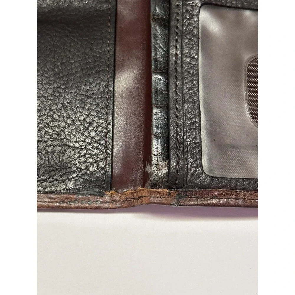 Vintage Stetson Full Grain Leather Western Checkbook Wallet Brown Distressed USA